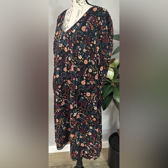 🖤🌸 NWT MSK Women’s Black Floral Ruffled Shift Dress 🌸🖤 - Picture 12 of 14
